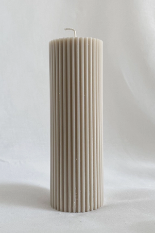 Medium Ribbed Pillar Candle. Vegan, Soy, Small Batch. Weddin
