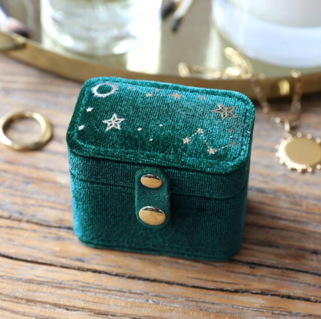 Starry Night Printed Velvet Ring Case