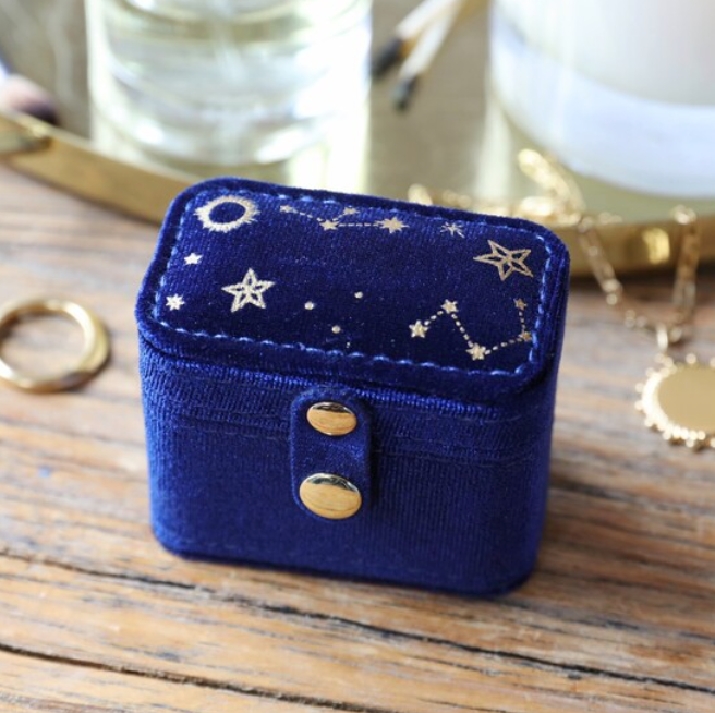 Starry Night Printed Velvet Ring Case