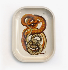 Small Metal Snake Ritual Tray / Vintage Print Rolling Tray