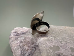 Vintage Handmade Silver Abalone Ring