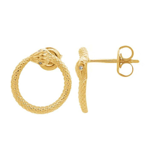 14K Yellow Gold Ouroboros Studs