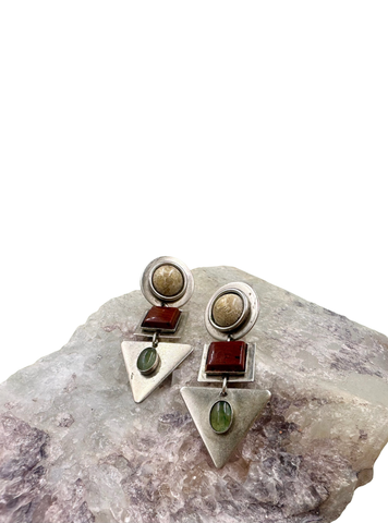 1970s Gale Rothstein Silver Drop Earrings