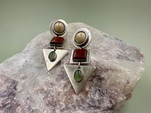 1970s Gale Rothstein Silver Drop Earrings