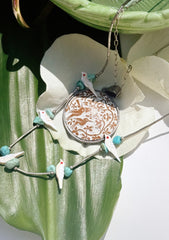 Three Little Birds - Vintage Peruvian Gourd necklace
