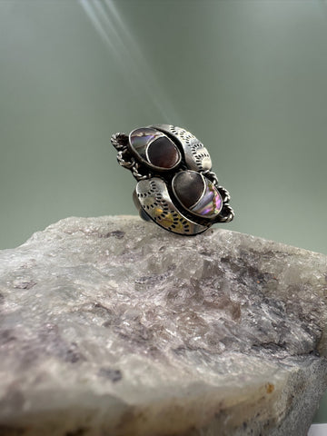 Vintage Handmade Silver Abalone Ring