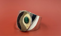 Vintage Silver and Malachite Cuff