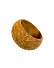 Vintage Floral Wooden Cuff Bracelet