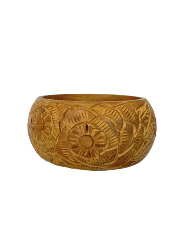 Vintage Floral Wooden Cuff Bracelet