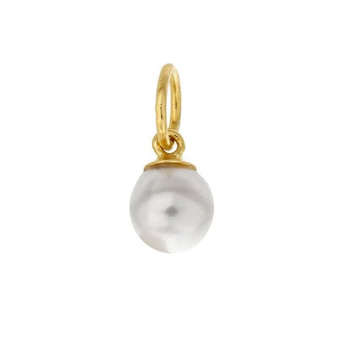 Gold-Filled White Crystal Pearl Charm