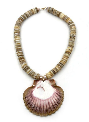 Serena Beaded Necklace with Shell Charm