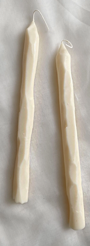 Hand Carved White Tapered Candle Sticks. Vegan, Soy  Wax