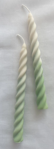 Iced Matcha Ombre Twirl Candle Sticks Set. Vegan, Soy.