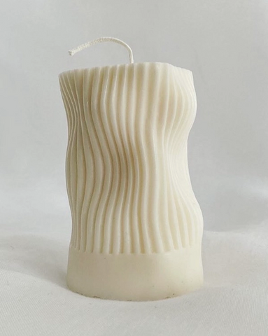 Wavy Pillar Candle - Soy Wax - Weddings, Interiors