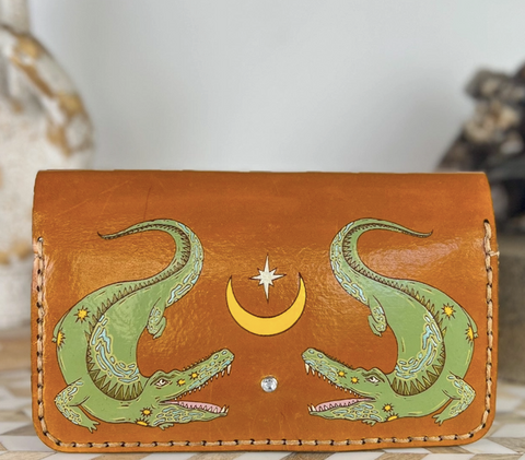 Starry Safari Hand Painted Genuine Leather Wallet