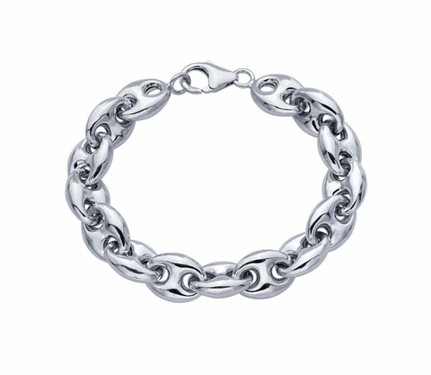 Sterling Puff Mariner Chain Bracelet