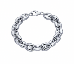 Sterling Puff Mariner Chain Bracelet