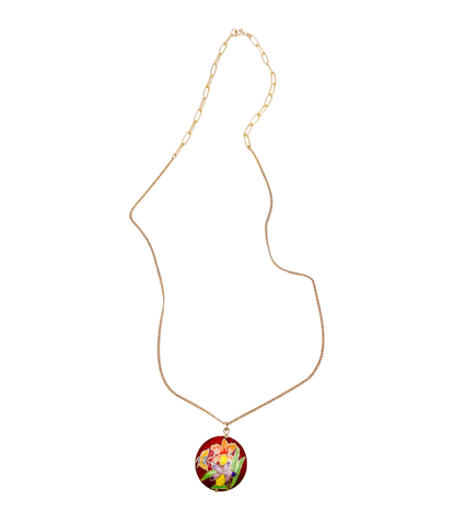 Vintage Garden Enamel Pendant Necklace