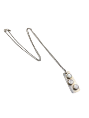 Triple Moonstone Pendant Necklace in Silver
