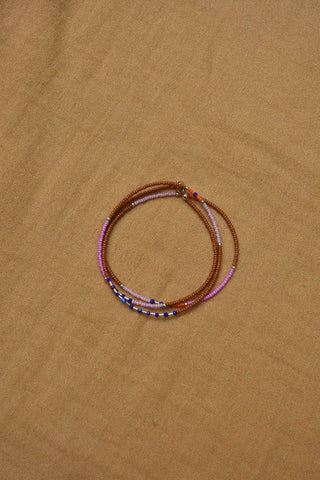 Wrap Bracelet/necklace - in Sienna with Lapis