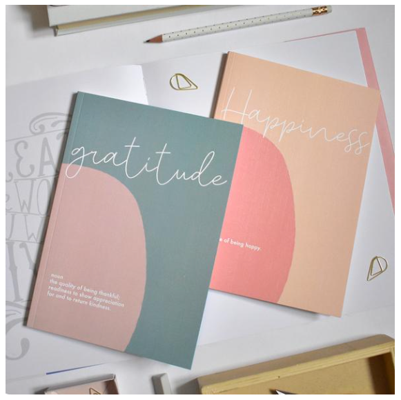 Set of 2 Notebooks Gratitude & Happiness - lined pages