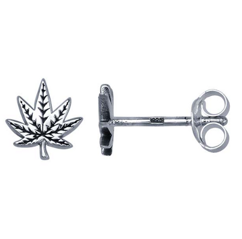 Sterling Silver Cannabis Leaf Post Earrings