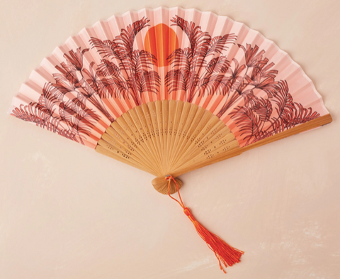 Small Folding Fan in Peachy Orange