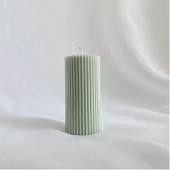 Small Ribbed Pillar Candle. Vegan, soy, small batch.